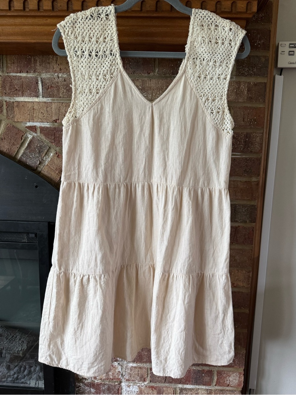 Altar’d State Small Boho Baby Doll Dress Cream 100% Cotton Crochet Breathable